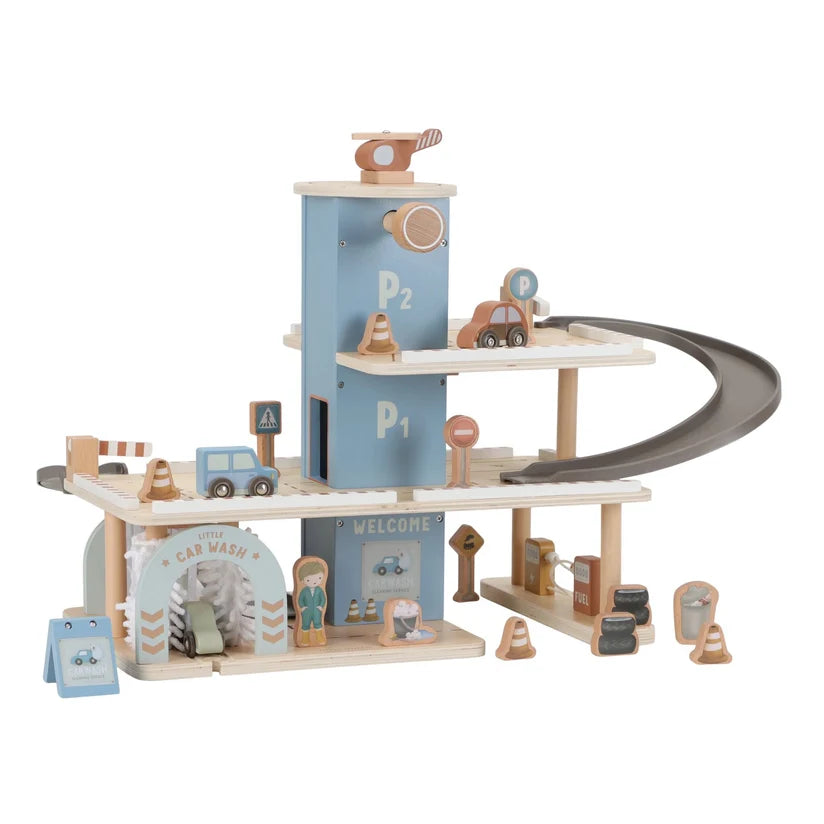 Little Dutch Holzparkhaus Blau (Essentials) – Der ultimative Park- und Fahrspaß