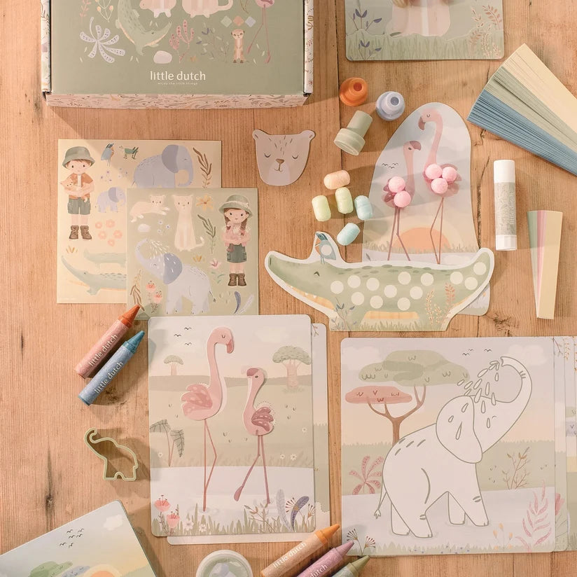 Little Dutch Bastelbox Safari (Safari Friends) – Kreativer Bastelspaß für kleine Künstler:innen