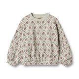 Sweatshirt L/S Lia slightly green flowers - Wheat
