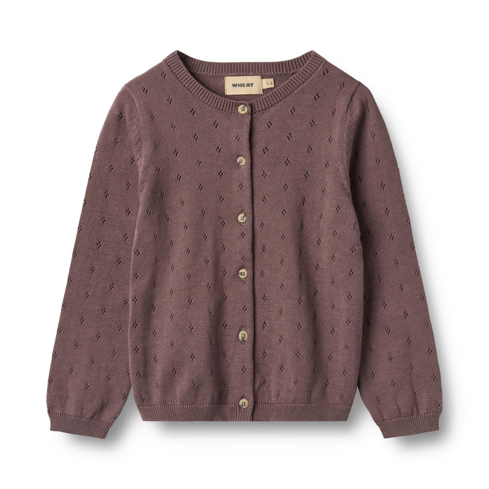 Feinstrick Cardigan Maia plum - Wheat