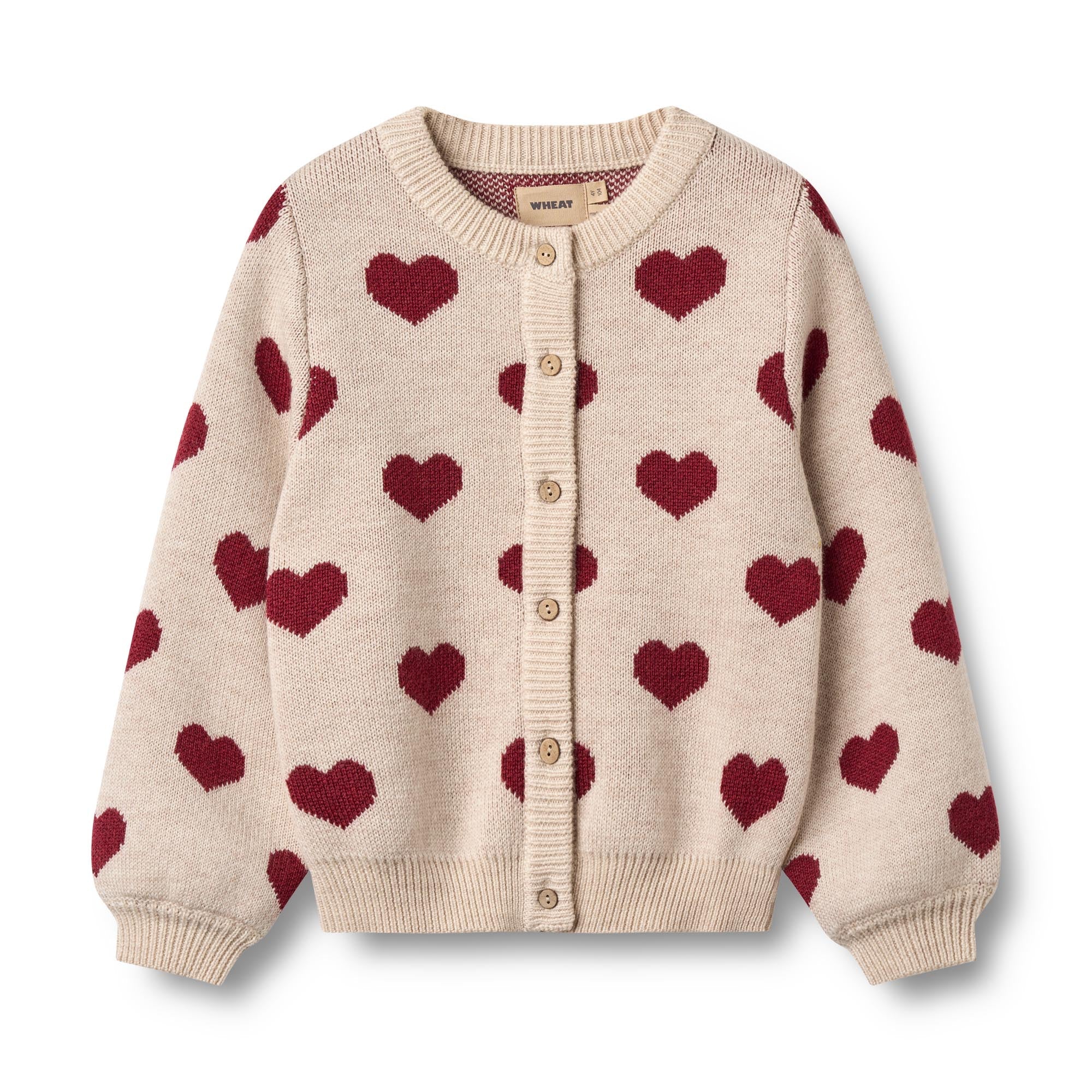 Strick-Cardigan Jacquard Herzen offwhite melange - Wheat