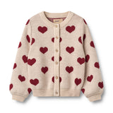 Strick-Cardigan Jacquard Herzen offwhite melange - Wheat
