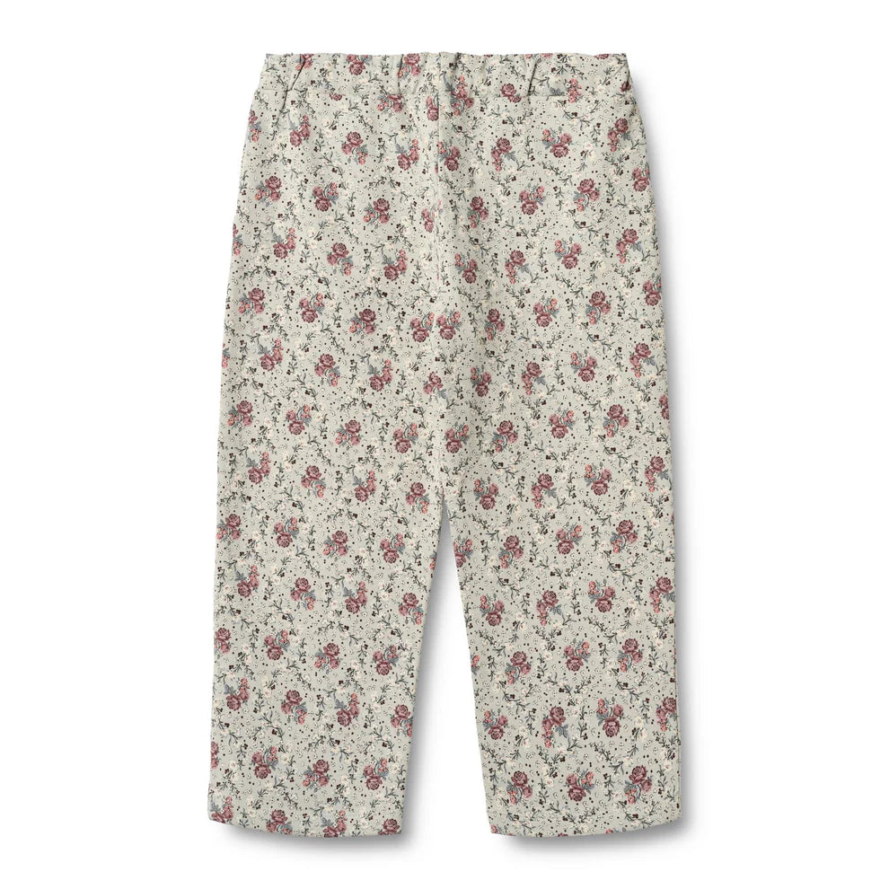 Sweatpants Eline slightly green flowers - Wheat