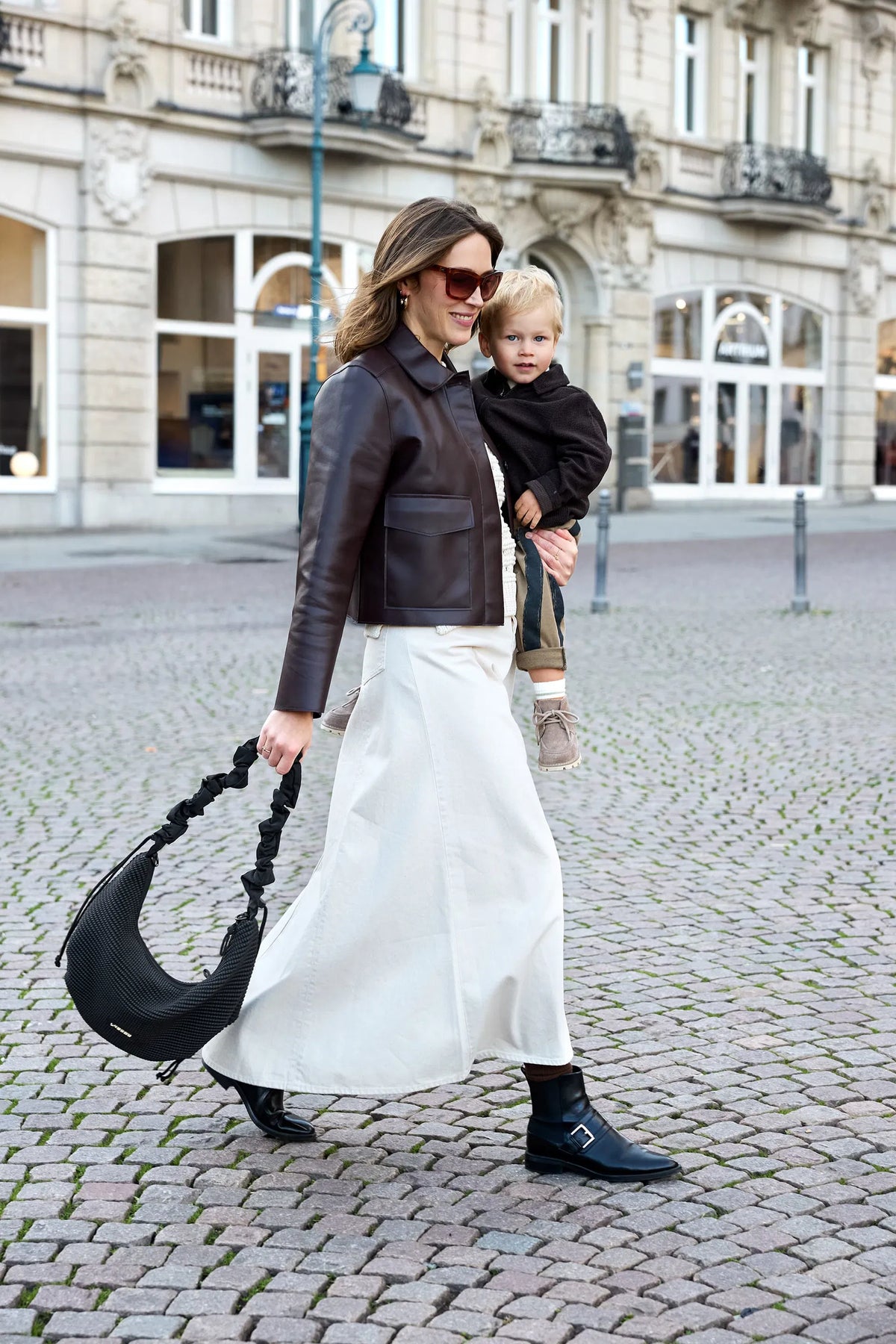 Wickeltasche Crossbody gesteppt - Lunua Bum Bag, Schwarz - Lässig