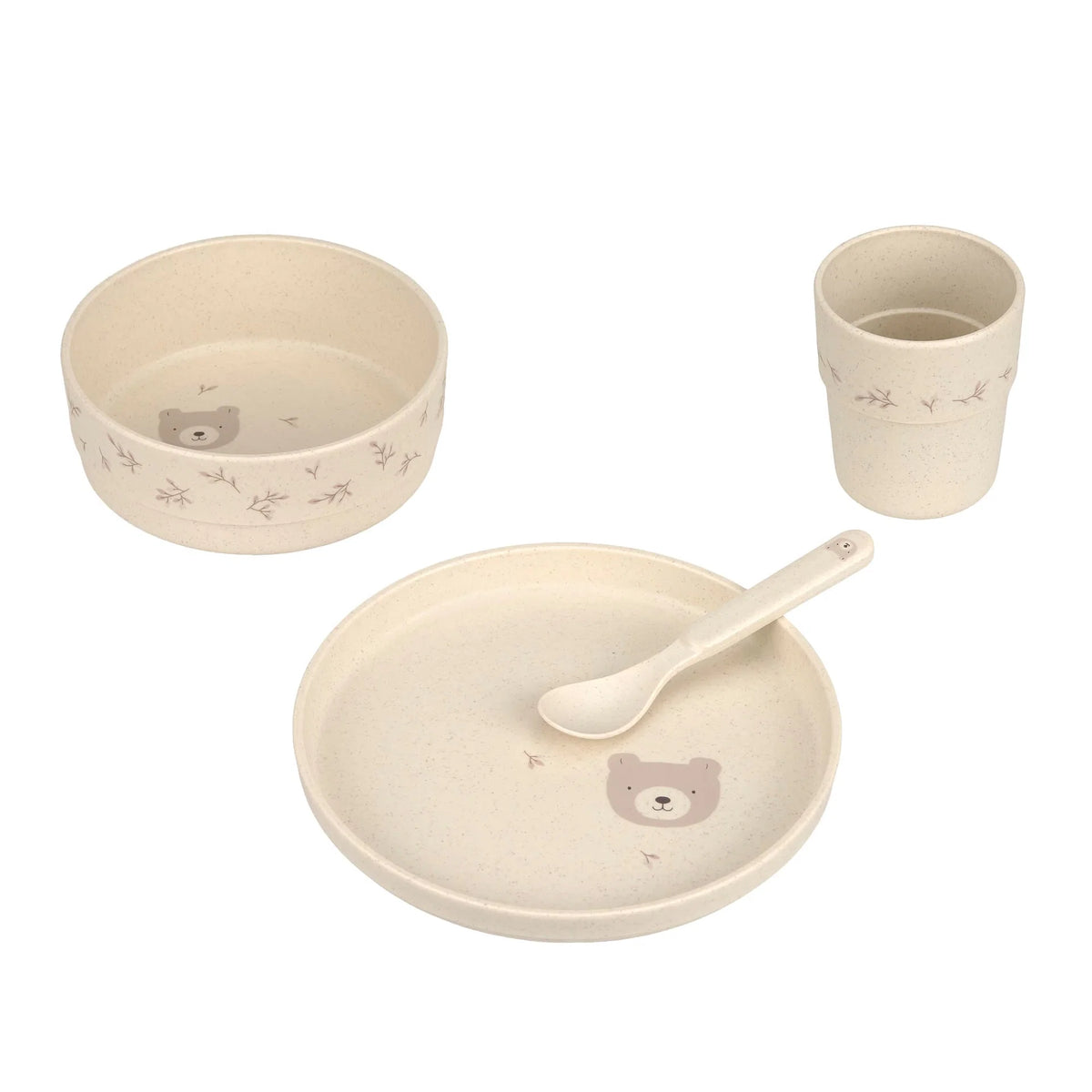 Kindergeschirr Set (Teller - Schüssel - Becher - Löffel), Blätter - Lässig