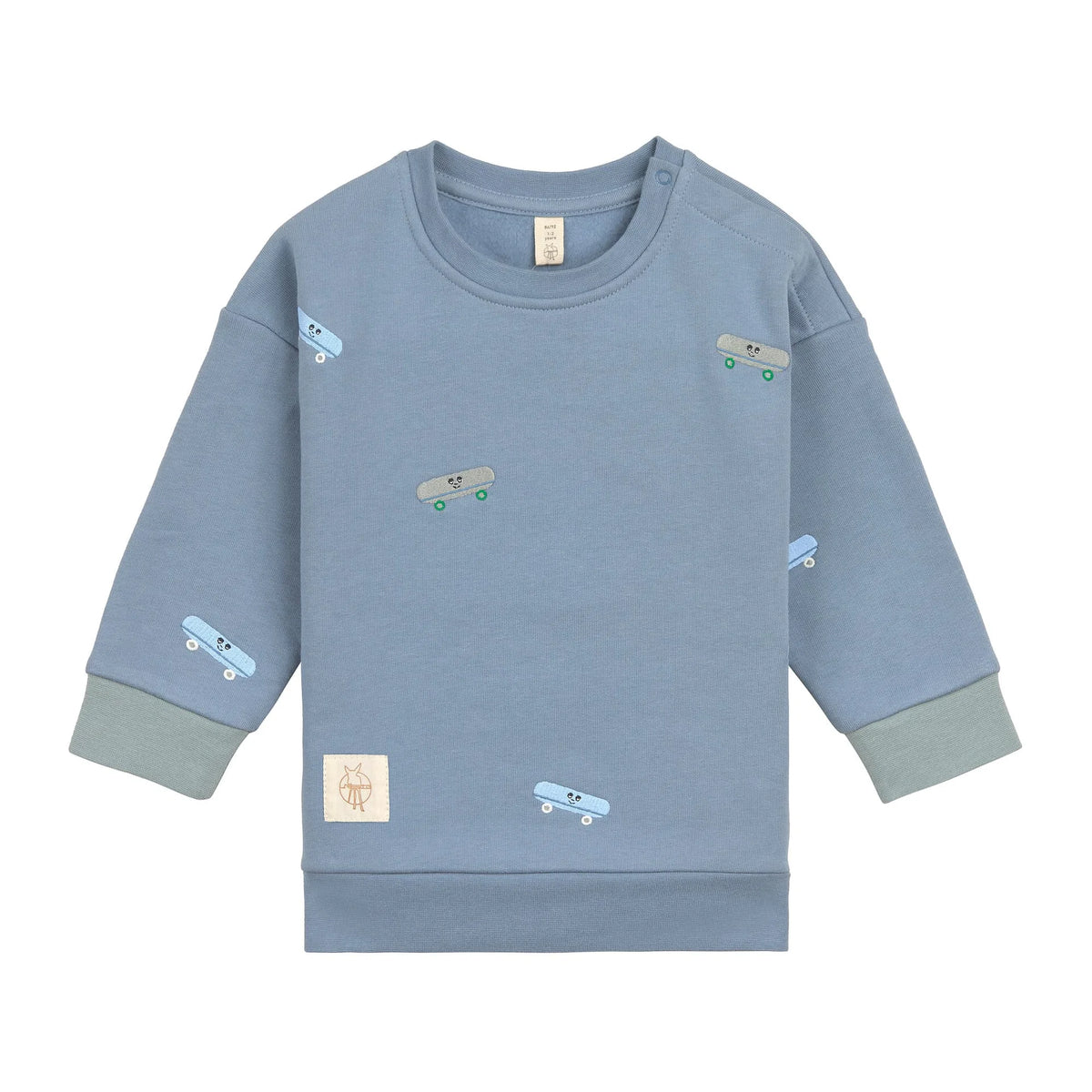 Kinder Pullover - Bio Baumwolle, Skateboard Blau - Lässig