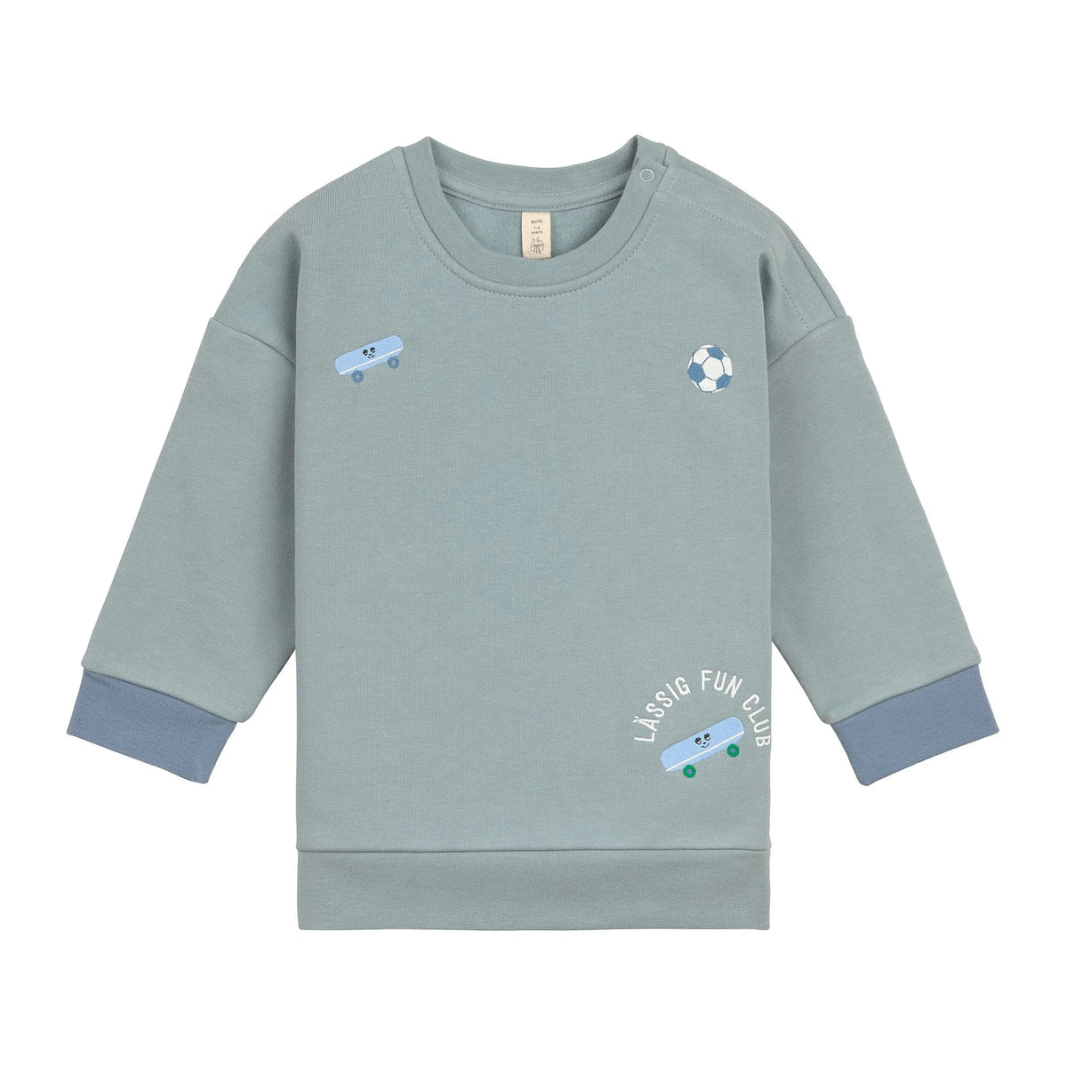 Kinder Pullover - Bio Baumwolle, Skateboard granit grün - Lässig