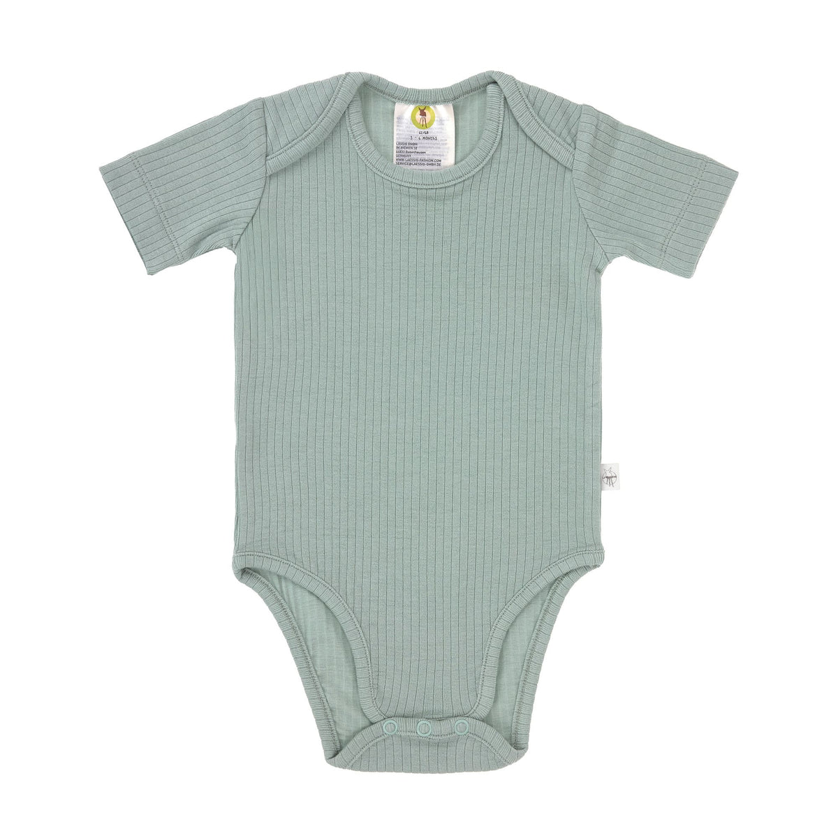 Baby Body Kurzarm - gerippt, Granit Grün - Lässig