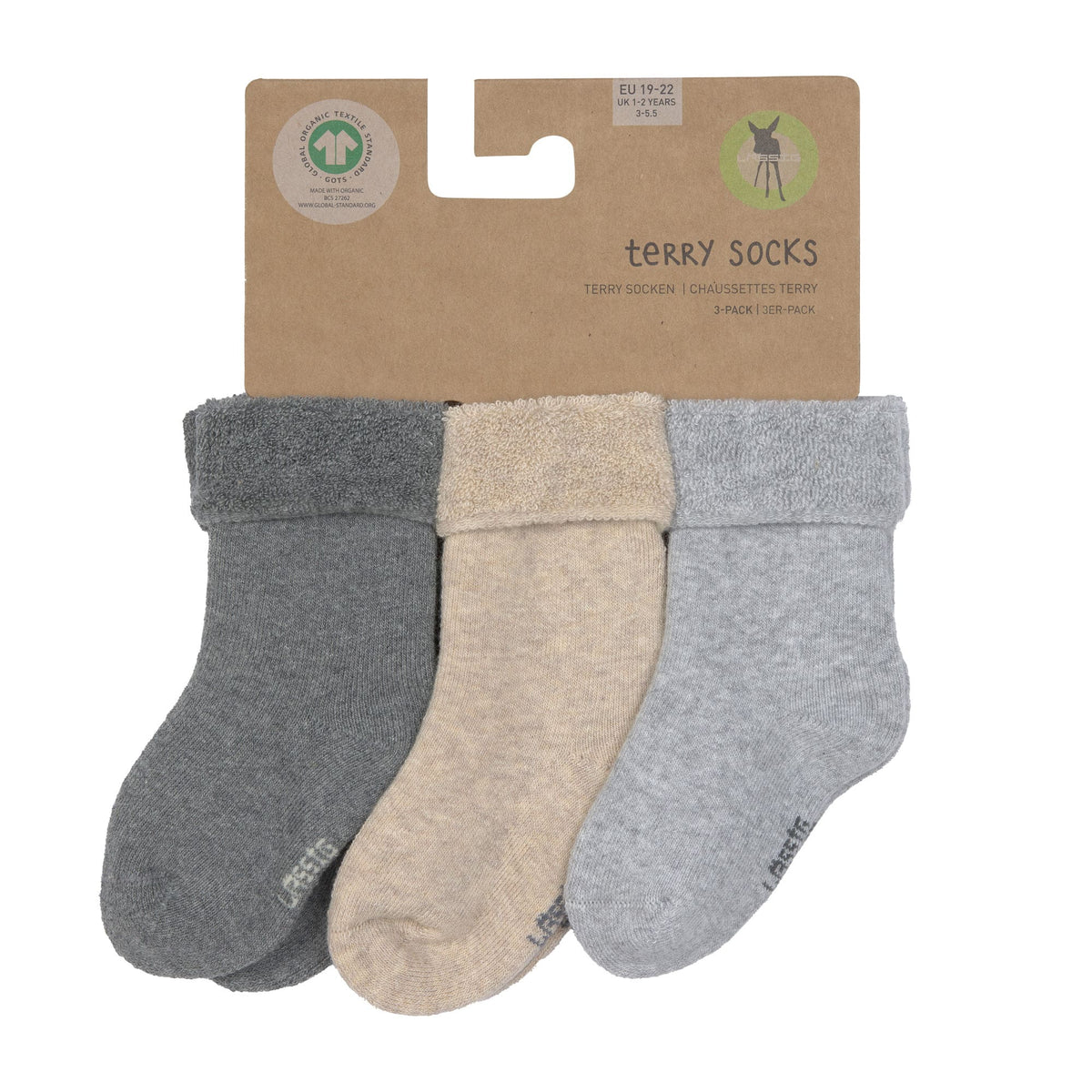 Baby Socken Frottee 3er Set - Little Gang, Grau - Lässig