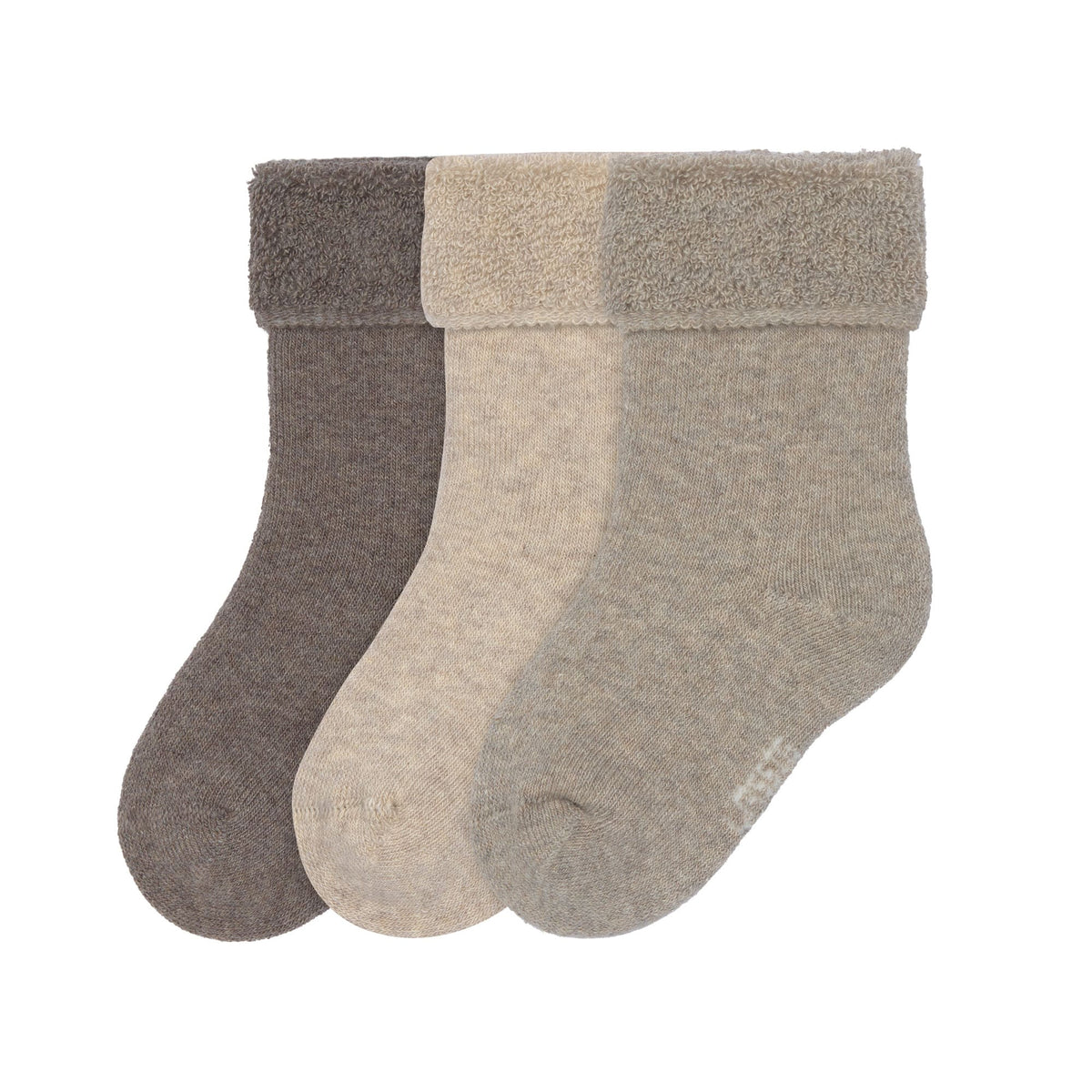 Baby Socken Frottee 3er Set - Little Gang, Braun Beige - Lässig