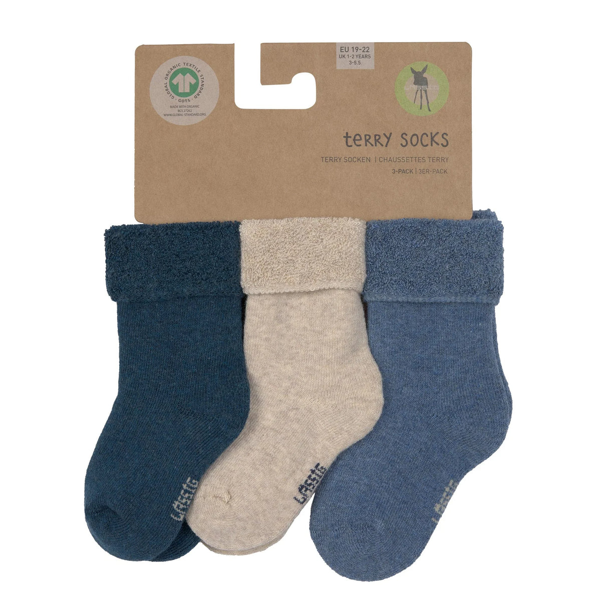 Baby Socken Frottee 3er Set - Little Gang, Blau - Lässig