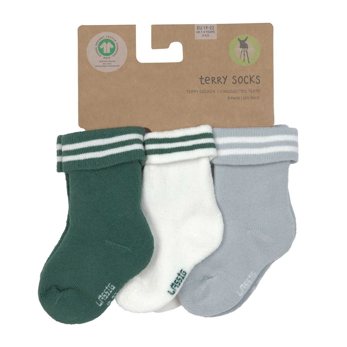 Baby Socken Frottee 3er Set - Little Gang, Gestreift Blau - Lässig