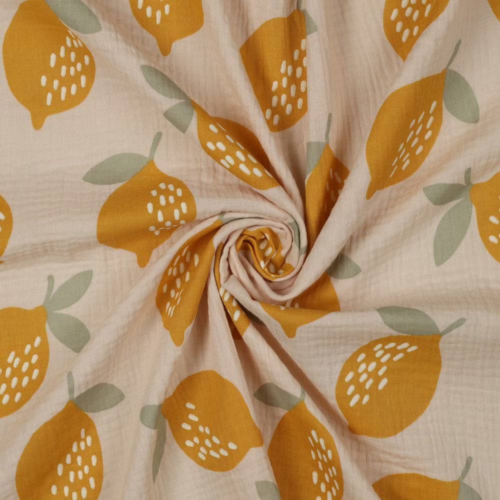 Musselin "Zitrone Beige“ für Musselindecken