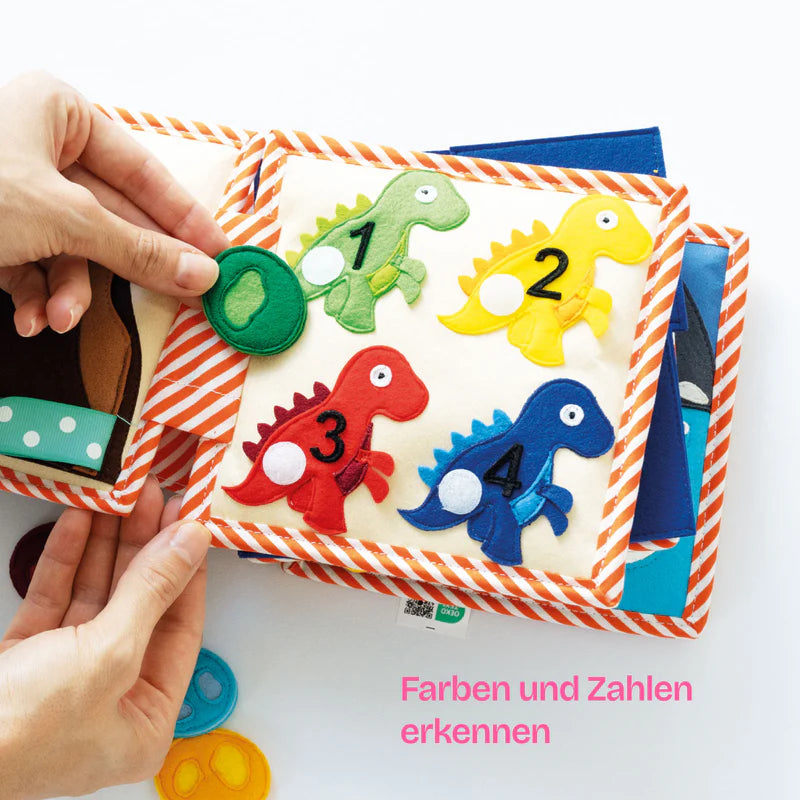 Dinofreunde – 6 Seiten Mini Quiet Book - Ohne Personalisierung - Jolly Designs