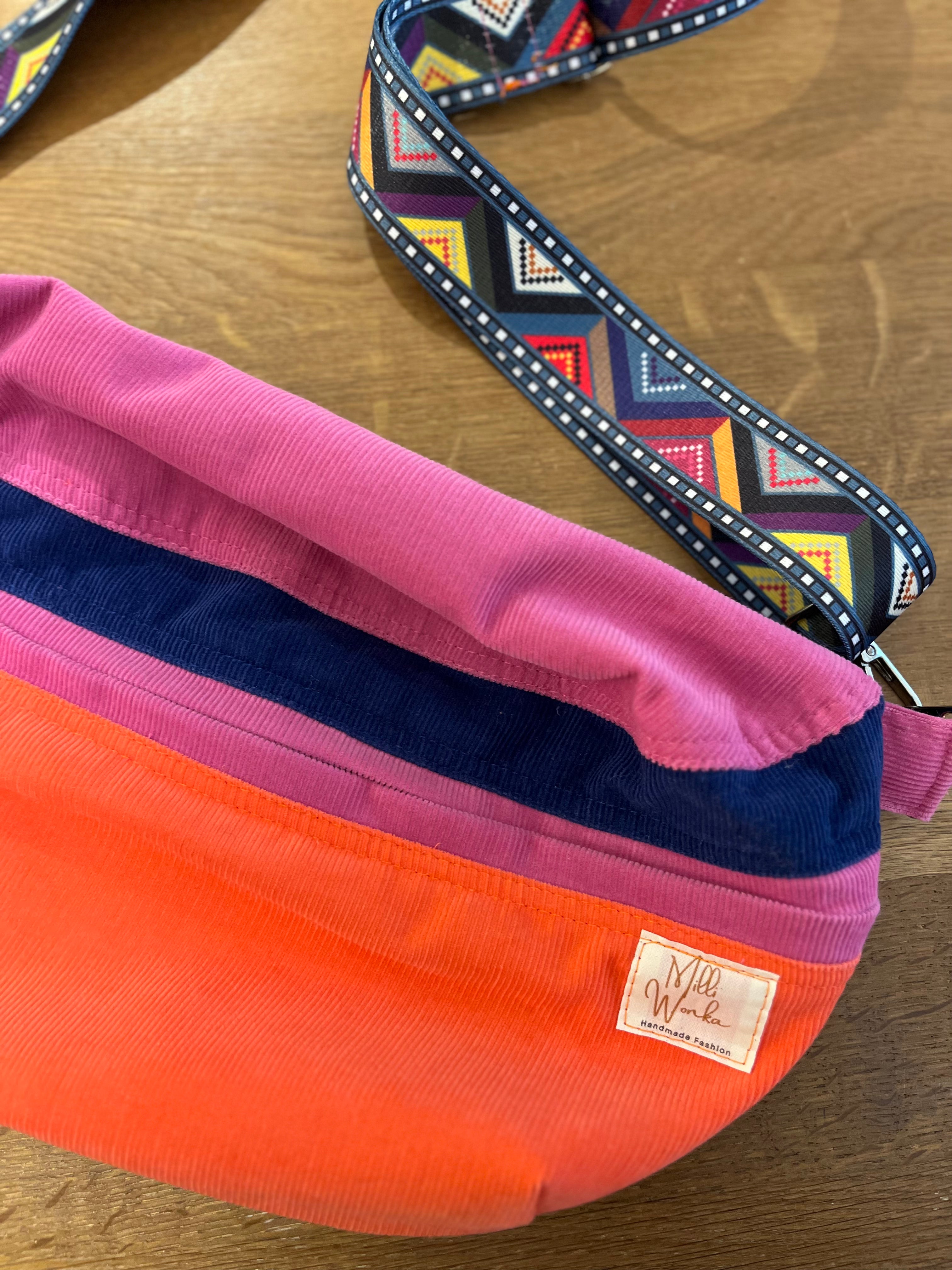 Crossbodybag Cord „Colorblock-Mix“ (vegan) - Milli Wonka