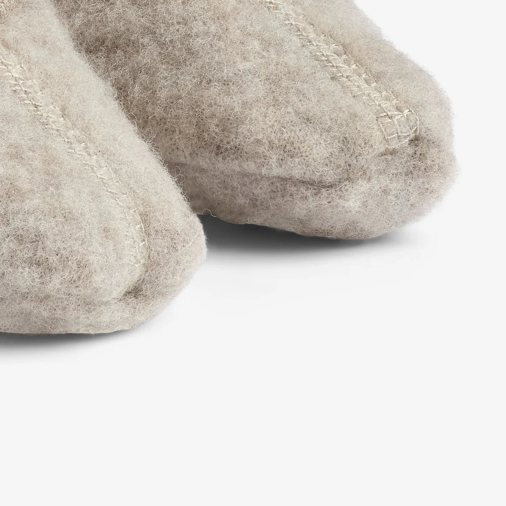 Krabbelschuhe - Wollvlies - Lei - khaki melange - Wheat