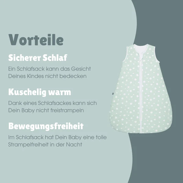 Schlafsack 2.5 TOG - Punkte mint versch. Längen - emma & noah