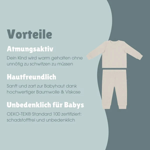 Schlafanzug lang 2-teilig essential beige - emma & noah