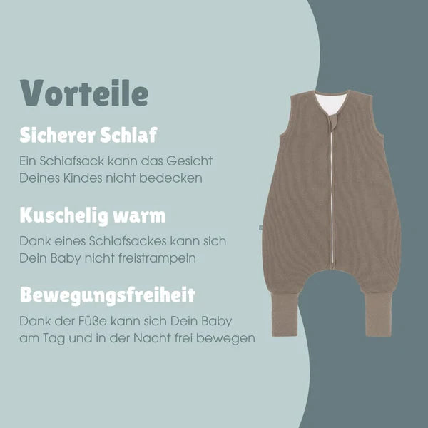 Schlafsack mit Umschlag-Fuß 2.5 TOG - essential taupe versch. Längen - emma & noah