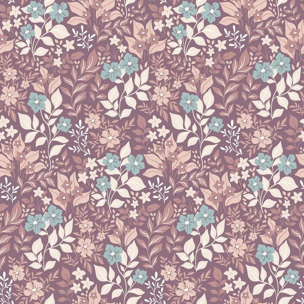 Jersey „Flowers Mauve“- Innenfutter für Walkbekleidung