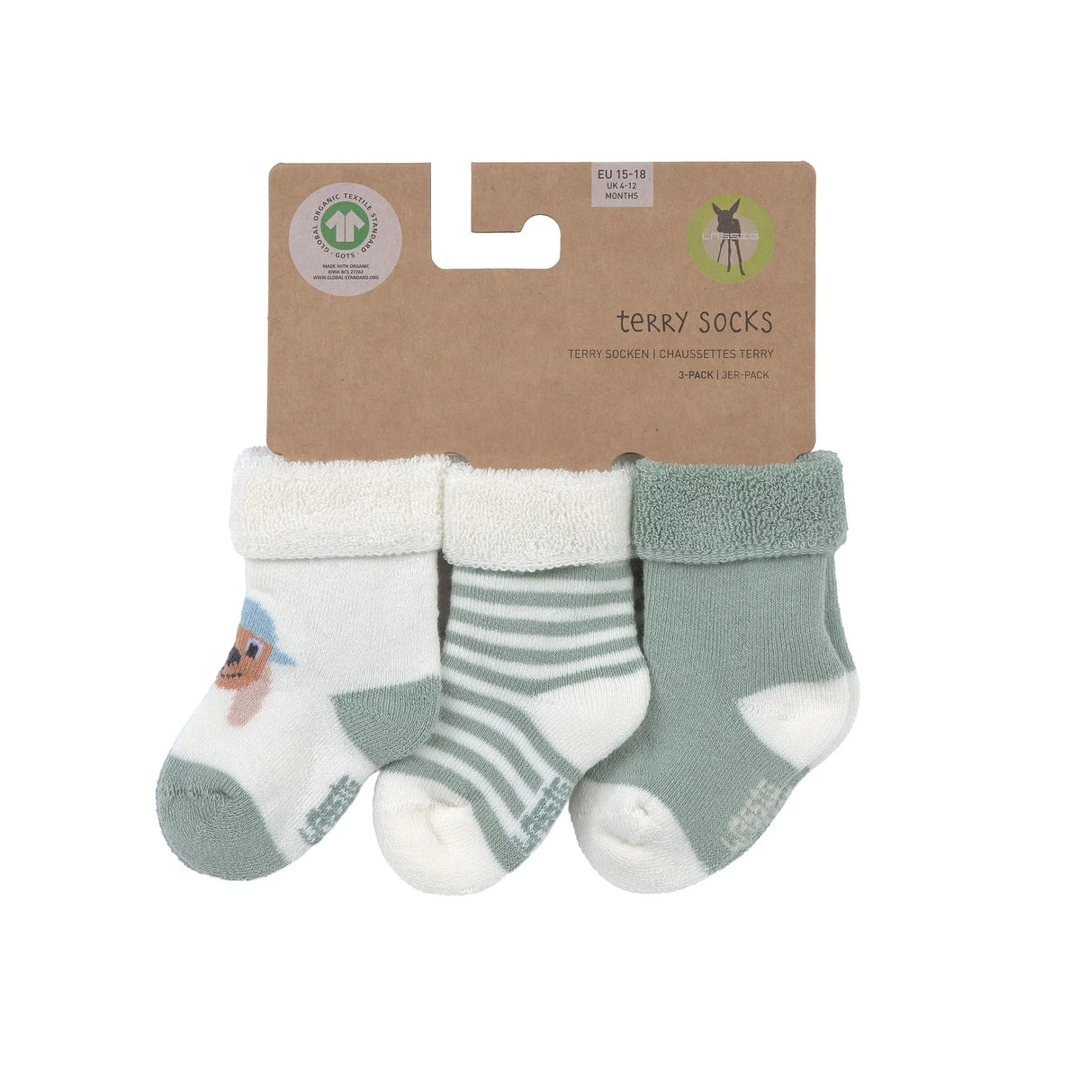 Baby Socken Frottee 3er Set Bio Baumwolle - Hund - Lässig