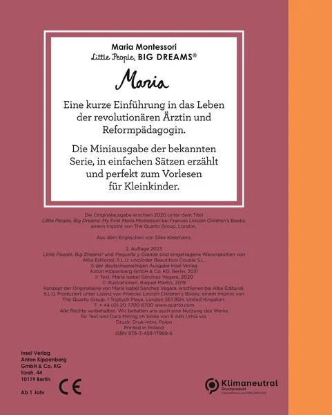 Maria Montessori – Little People, BIG DREAMS. Mini - Little People, Big Dreams