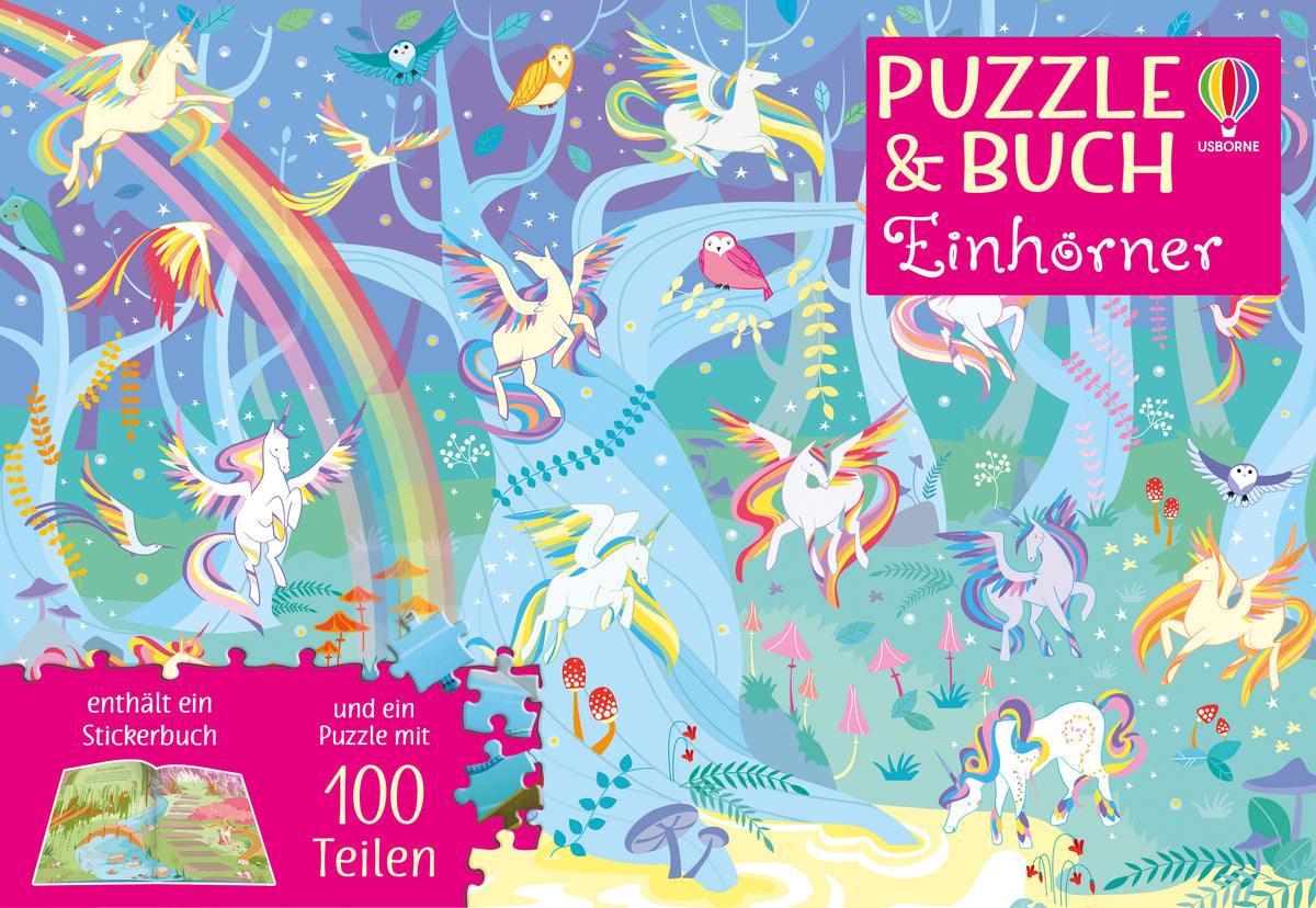 Puzzle & Buch: Einhörner - Usborne Verlag