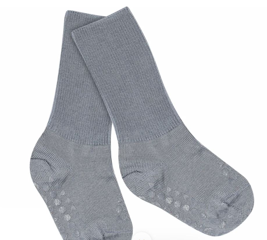 Rutschfeste Socken Merinowolle stone blue - GoBabyGo