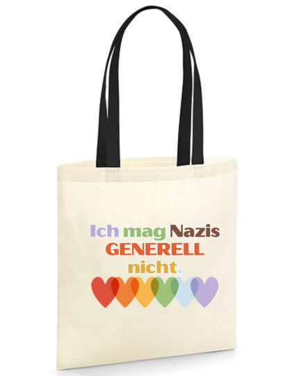 Tragetasche mit Aufdruck "Ich mag N*Z*S generell nicht“ - in Kooperation mit seiten.verkehrt