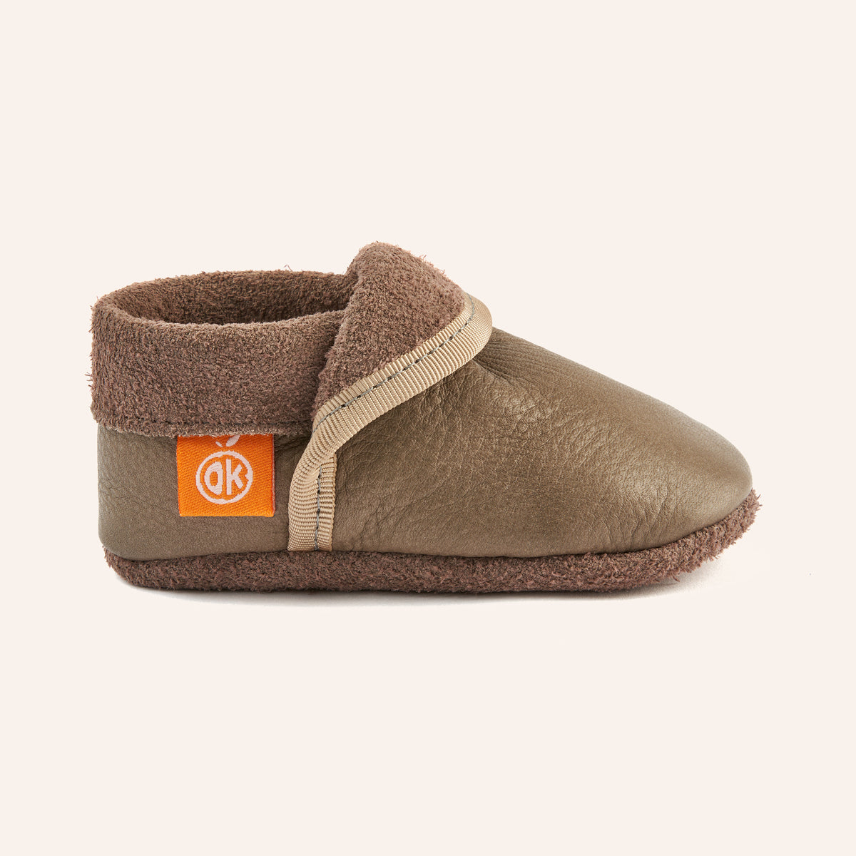 Leder-Hausschuh Klassik beige - Orangenkinder