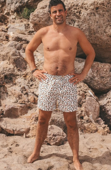 Herren-Badeshort - Pommegranate - white swan - Salted Stories