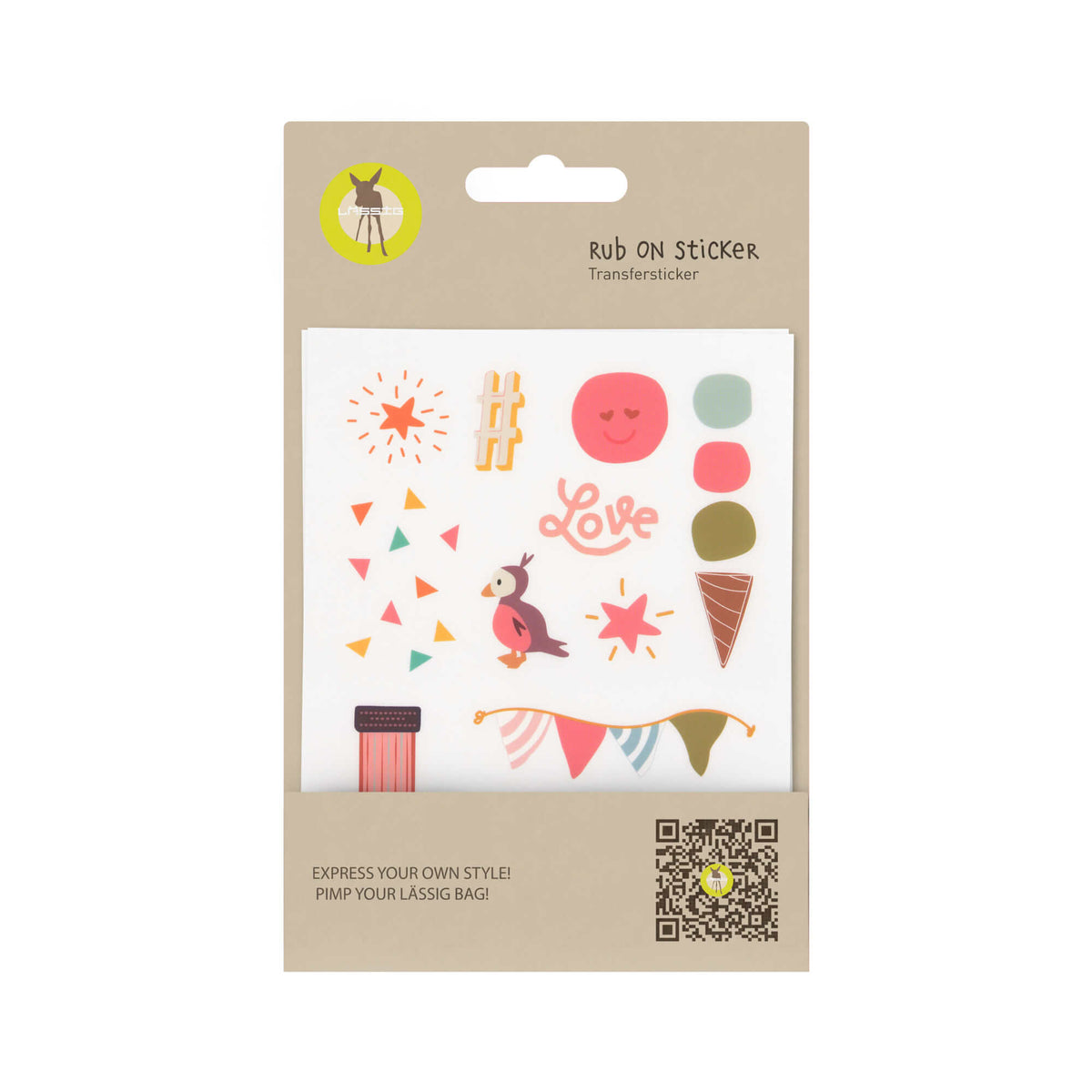 Transfer Sticker (3 Stk) - Rub on, Happy - Lässig