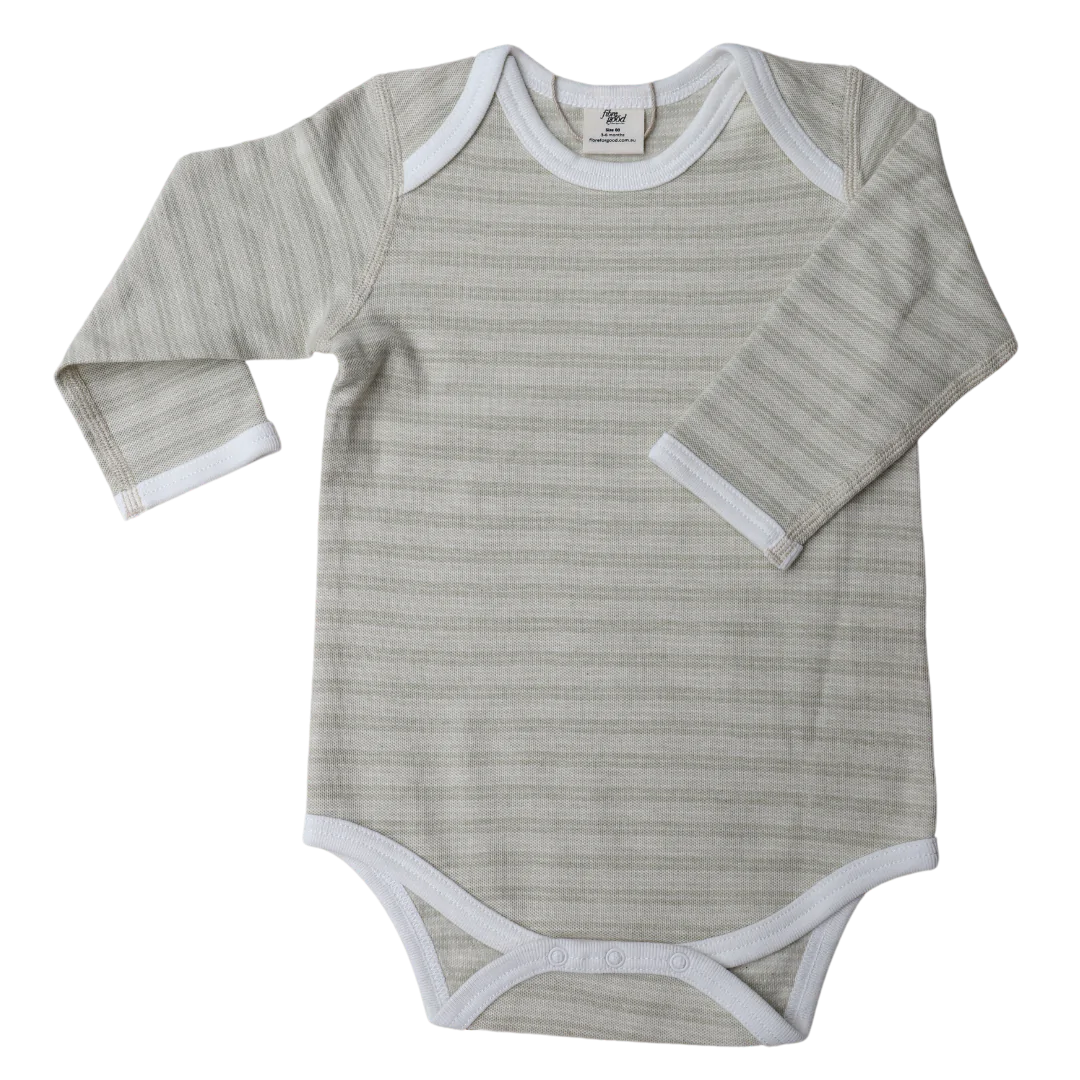 Langarmbody Pique - Stripes Green - Fibre For Good