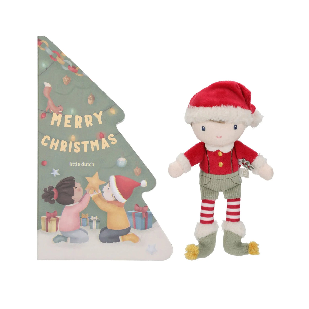 Weihnachtsbuch mit Kuscheltier Jim - Geschenkset - NL - Little Dutch