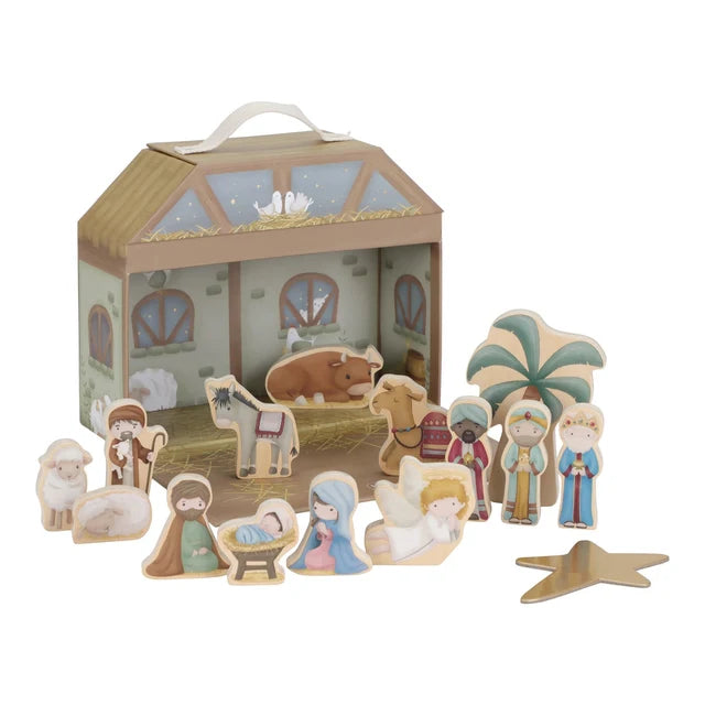 Weihnachtskrippe Spielkoffer - grün - essentials - Little Dutch