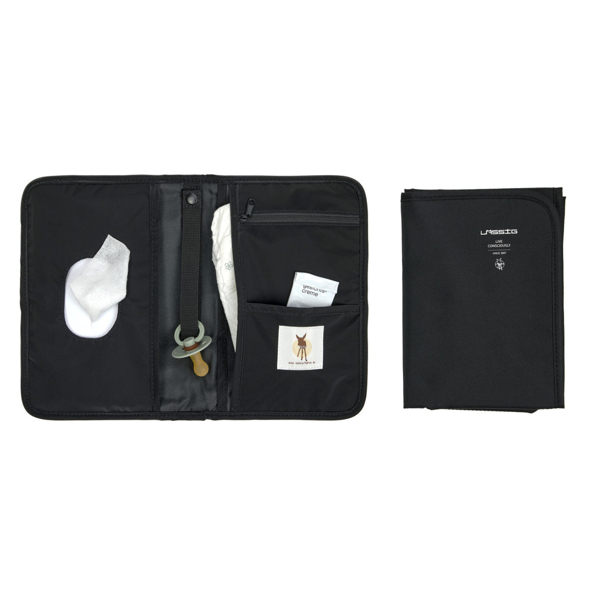 Windeltasche - kleine Wickeltasche, Schwarz - Lässig