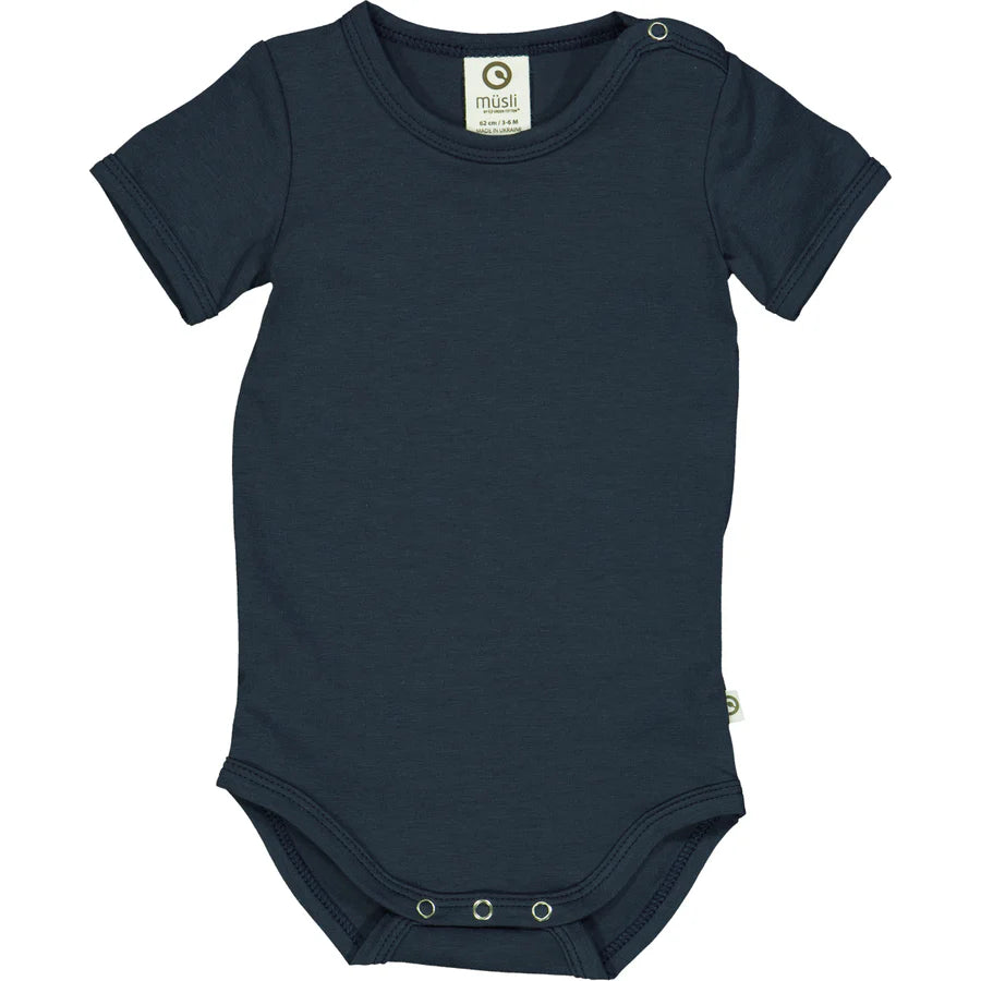 Kurzarmbody cozy me s/s night blue - Müsli by Green Cotton