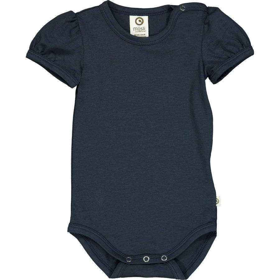 Kurzarmbody cozy me s/s puff night blue - Müsli by Green Cotton