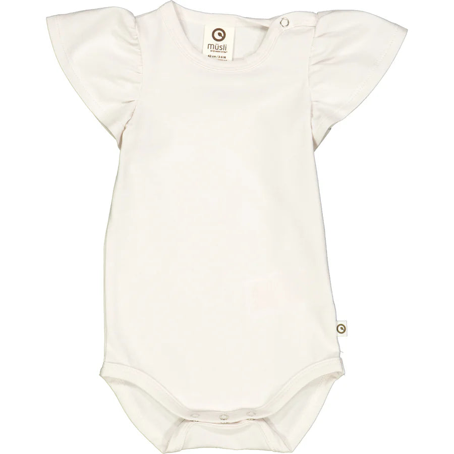 Kurzarmbody cozy me s/s frill balsam cream - Müsli by Green Cotton