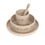 Kindergeschirr Set (Teller - Schüssel - Becher - Löffel) - Happy Fruits, Kirsche - Lässig