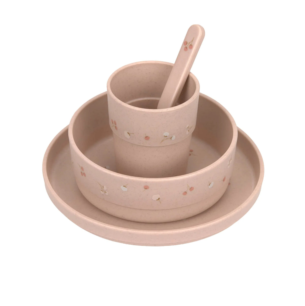 Kindergeschirr Set (Teller - Schüssel - Becher - Löffel) - Cozy Loved Ones, Rosa - Lässig