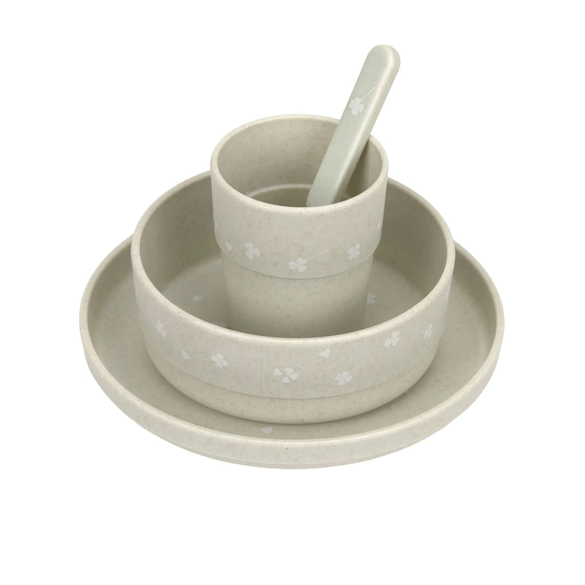 Kindergeschirr Set (Teller - Schüssel - Becher - Löffel) - Cozy Loved Ones, Grün - Lässig