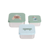 Snackbox Kinder (3er Set) - Edelstahl Brotdose, Tiny Team, Hund - Lässig