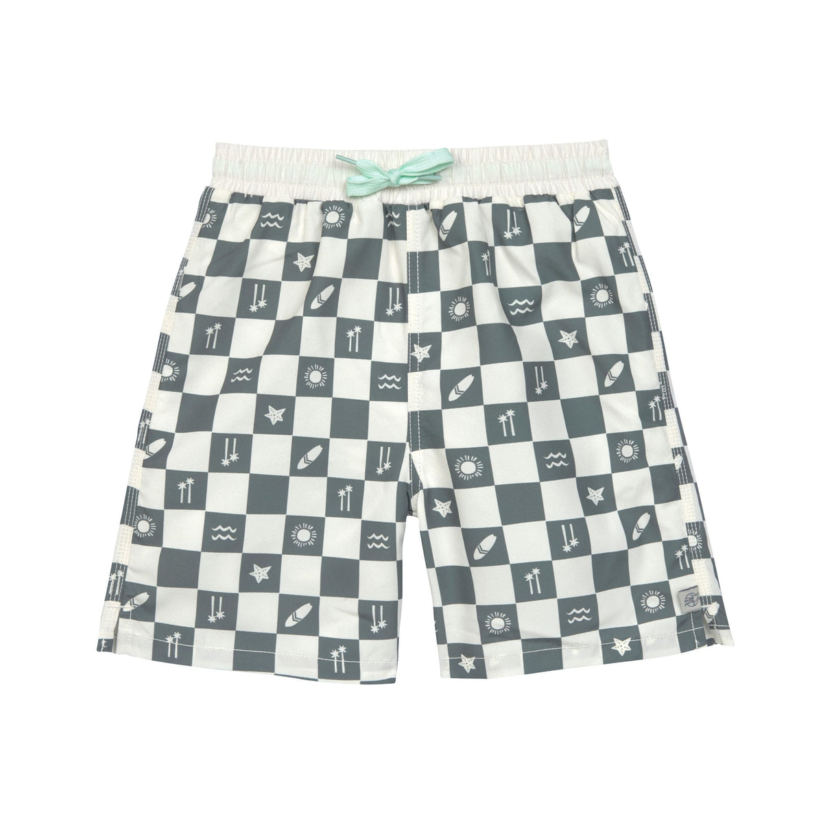 UV Badehose Kinder - Kariert, Oliv - Lässig