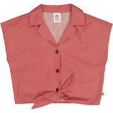 Crop T-Shirt s/s poplin stripe balsam cream/apple red - Müsli by Green Cotton