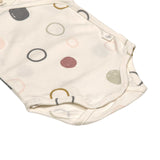 Baby Wickelbody langarm - Bio Baumwolle, Kreise, Beige - Lässig