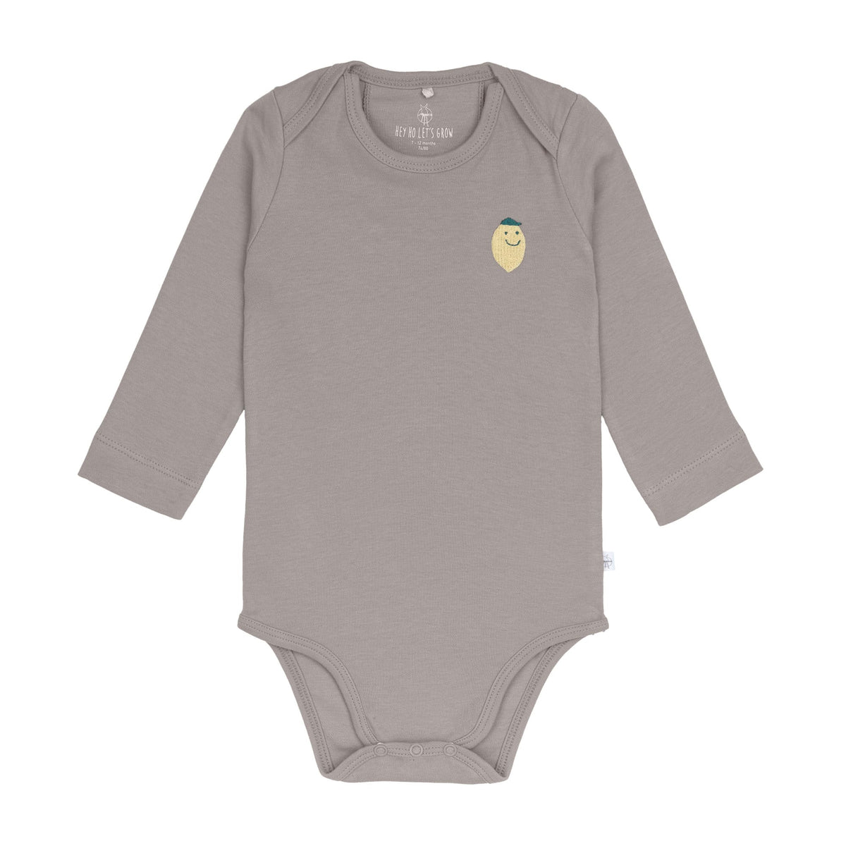 Baby Body langarm - Bio Baumwolle, Zitrone Taupe - Lässig