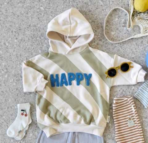 Kinder Hoodie GOTS - Happy milky/light/khaki - Lässig