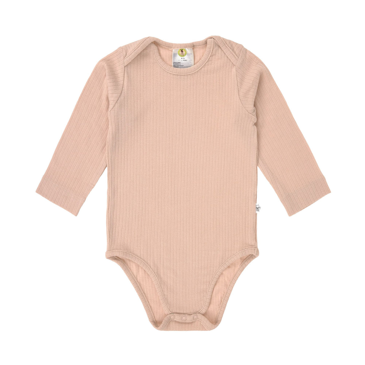 Baby Body Langarm - gerippt, Beige - Lässig