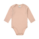 Baby Body Langarm - gerippt, Beige - Lässig